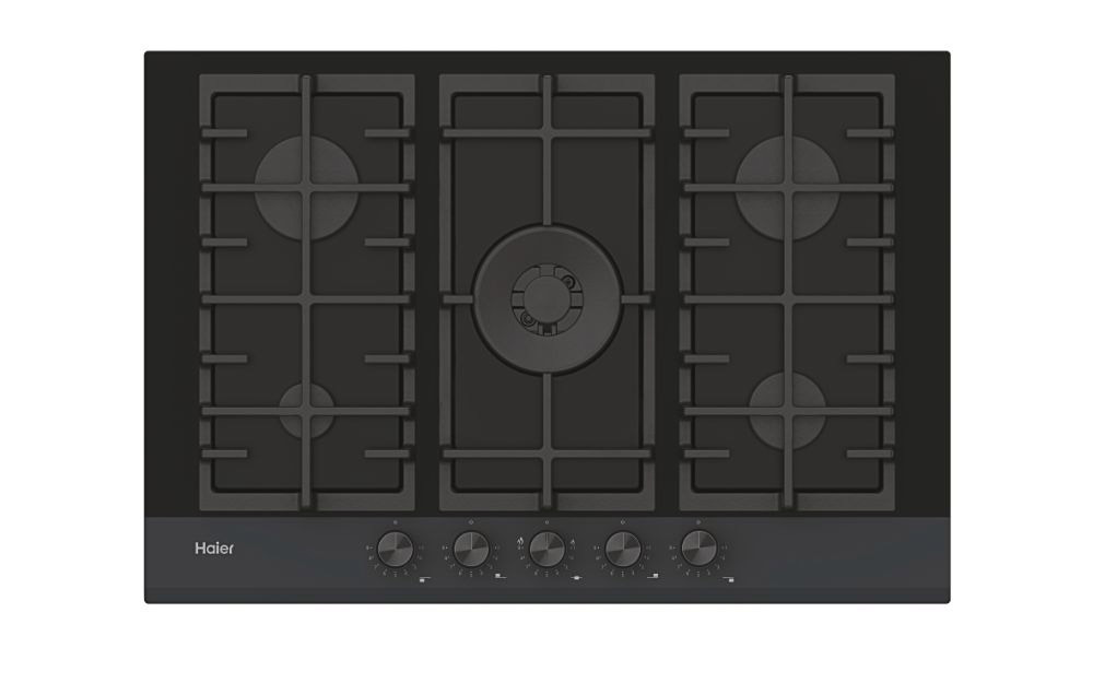 Haier Series 4 HAVG75HB Nero Da incasso 74.5 cm Gas 5 Fornello(i)