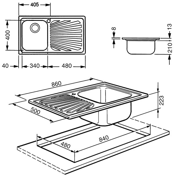 Smeg SP861S lavello Lavello ad incasso Rettangolare Acciaio inossidabile