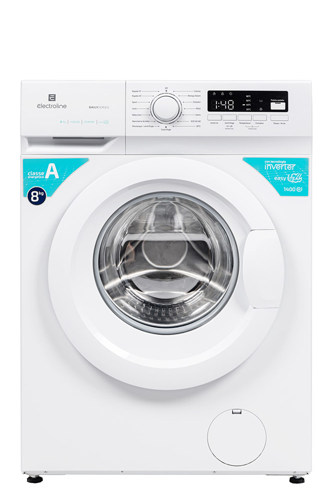 Electroline WRTMDWM8ABLDCWH lavatrice Caricamento frontale 8kg 1400 Giri/min Bianco Funzione vapore