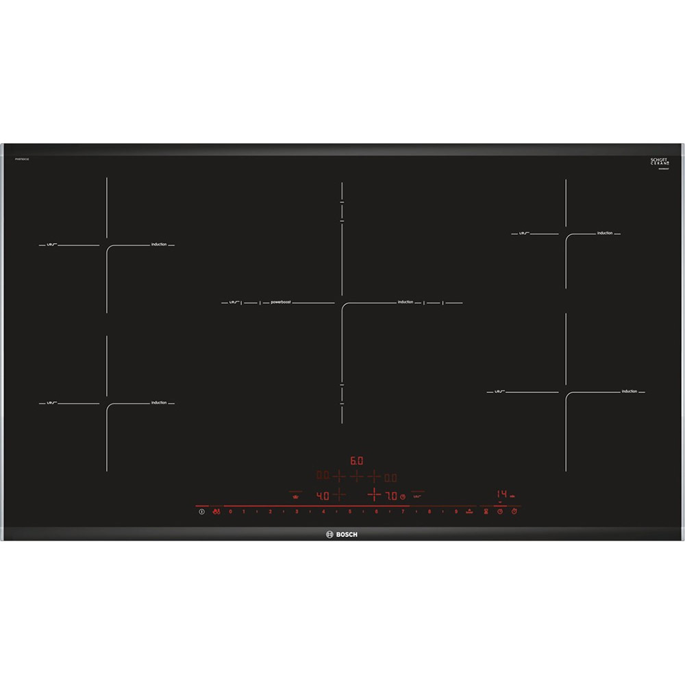 Bosch PIV975DC1E piano cottura Nero Da incasso 90 cm Piano cottura a induzione 5 Fornello(i)