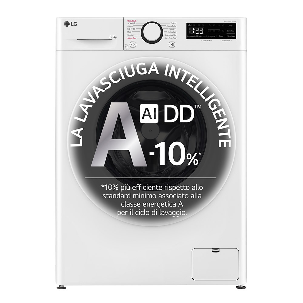 LG D2R3S08NSWW Lavasciuga slim 8/5kg AI DD